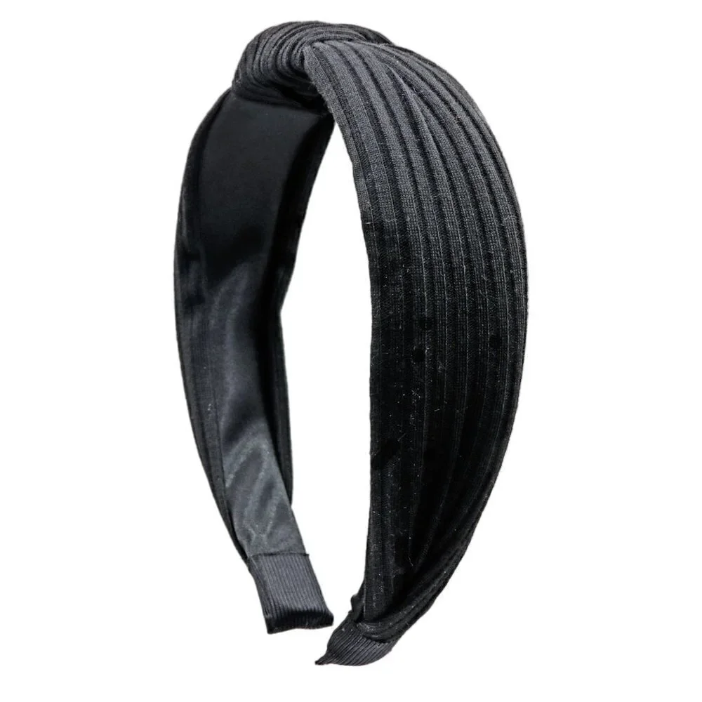 Grey Leaf Pattern Comfort Headband | Knotted Style - Picture 3 of 6